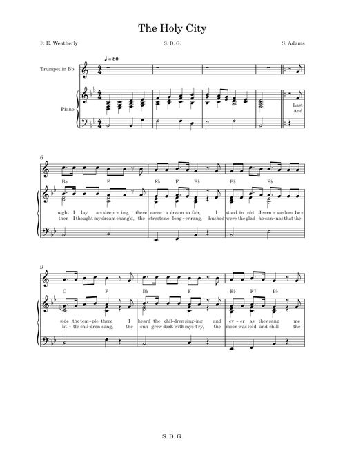 The Holy City – psalm sonata sheet music arranged by rittgen