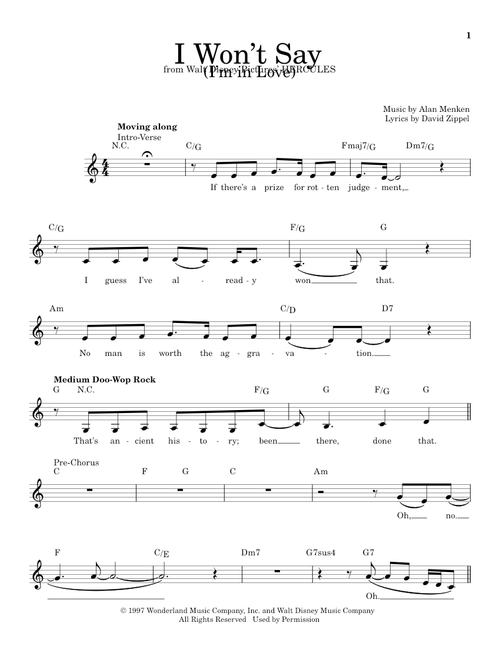I Won't Say (I'm In Love) - Alan Menken, David Zippel (Pro Vocal)