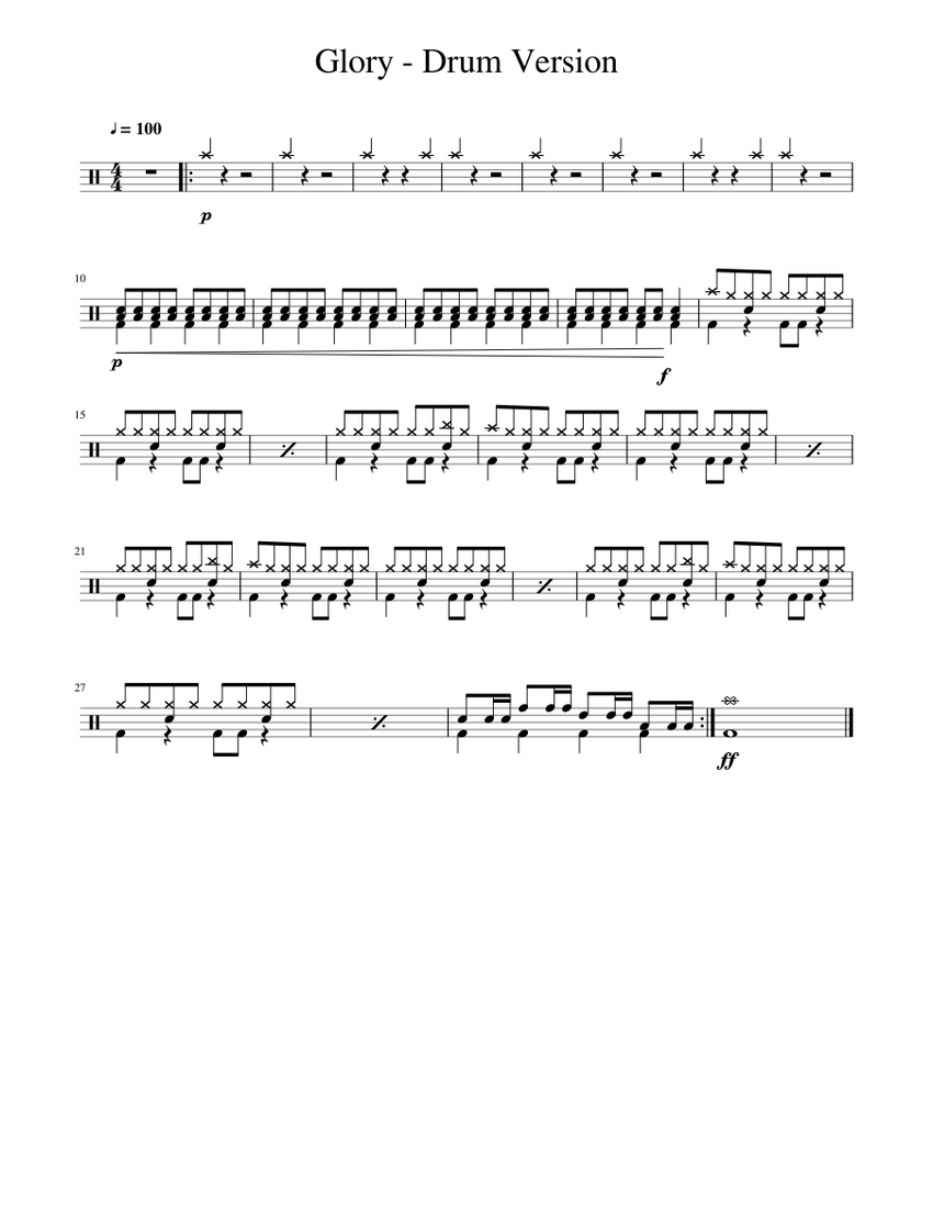 Glory - Drum Version Sheet music for Drum group (Solo) | Musescore.com
