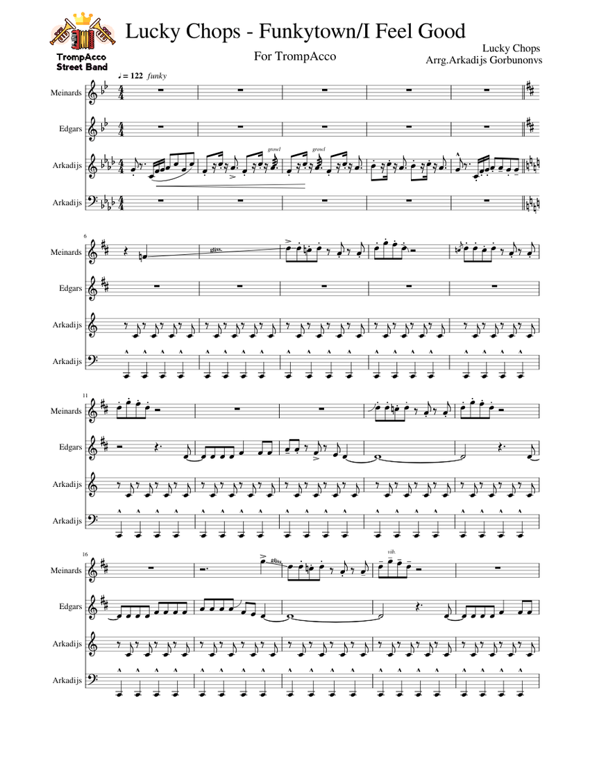 FunkytownI Feel Good Lucky Chops TrompAcco Sheet music for Accordion ...