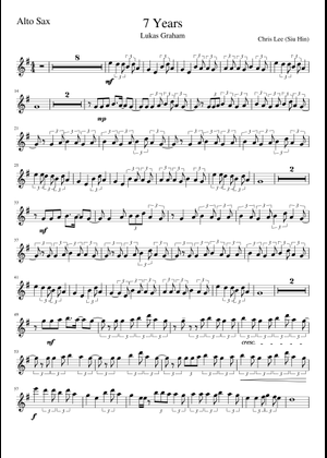 7 Years - Alto saxophone Sheet Music for Saxophone alto (Solo