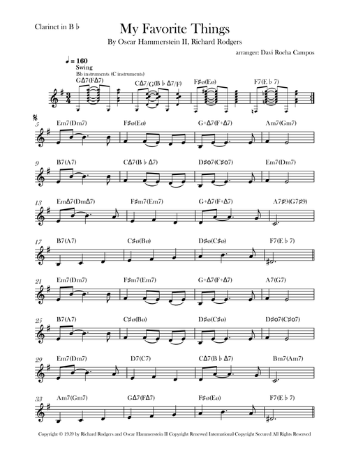 My Favorite Things (Arr. Davi Rocha Campos) - John Coltrane (Clarinet Solo)