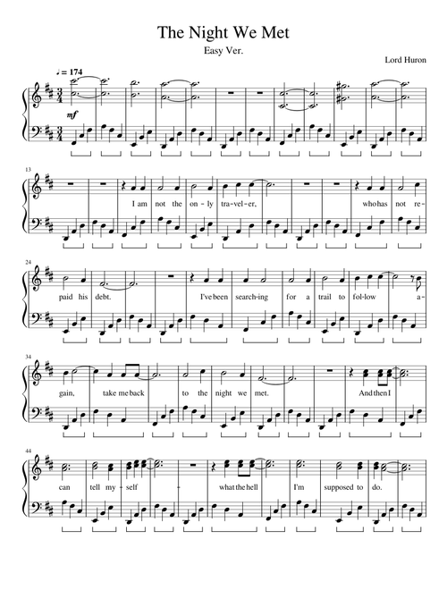 The Night We Met - Lord Huron (EASIER VER.)