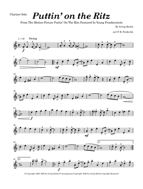 Puttin' On The Ritz (Arr. P. R. Frederick) - Taco (Clarinet Solo)