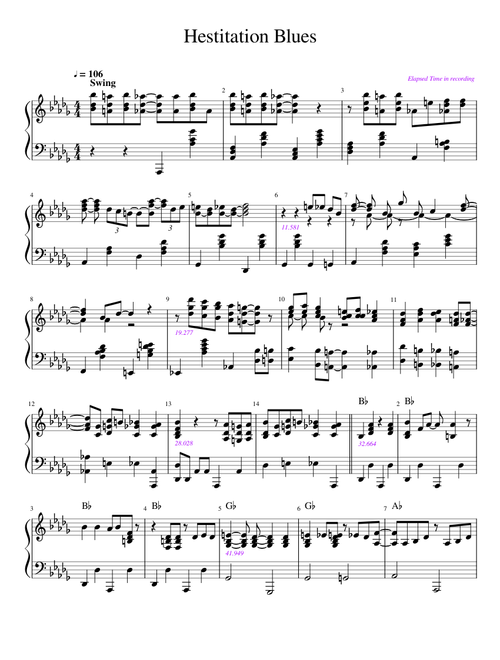 Hesitation Blues Jelly Roll Transcription Project