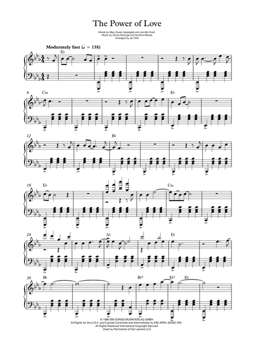 The Power Of Love (Arr. Jan Shé) - Laura Brannigan (Piano Solo)