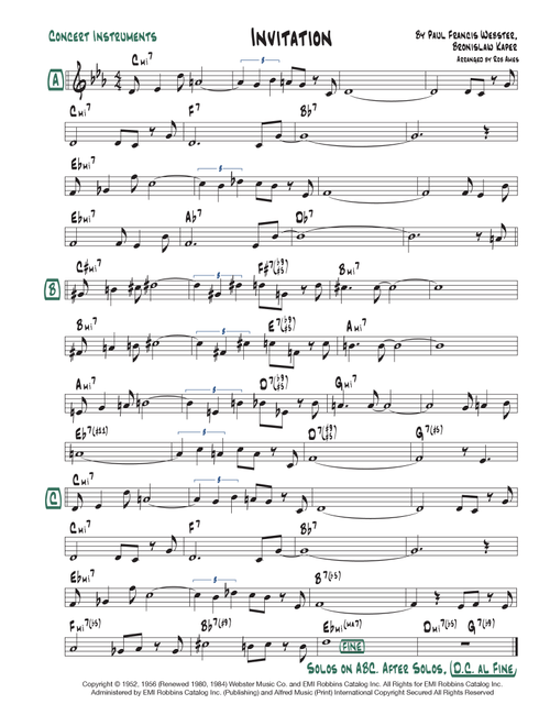 Invitation (Arr. Rob Ames) - Bronislau Kaper (Lead Sheet - Fake Book)