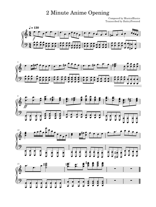 2 Minute Anime Opening – MusicalBasics