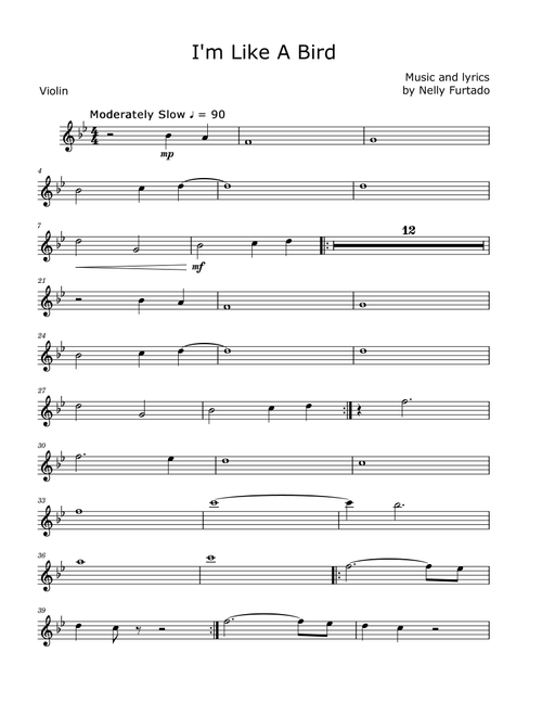 I'm Like A Bird (Arr. David Lartey) - Nelly Furtado (Violin Solo)