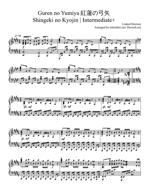 Guren no Yumiya (Intermediate+) | Shingeki no Kyojin