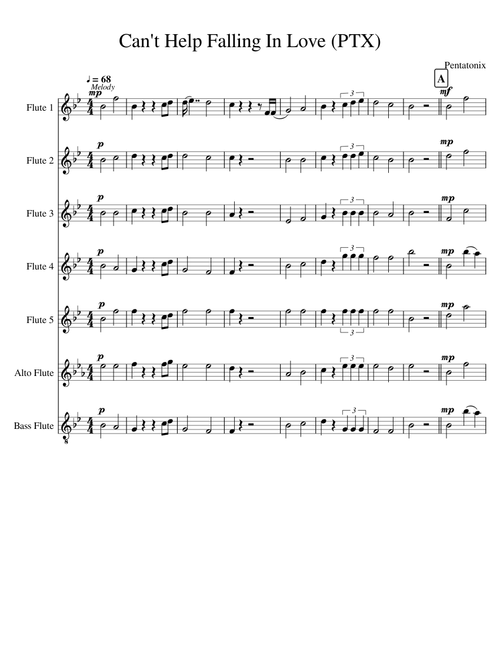 Can't Help Falling In Love for Flute Choir - Pentatonix Arrangement