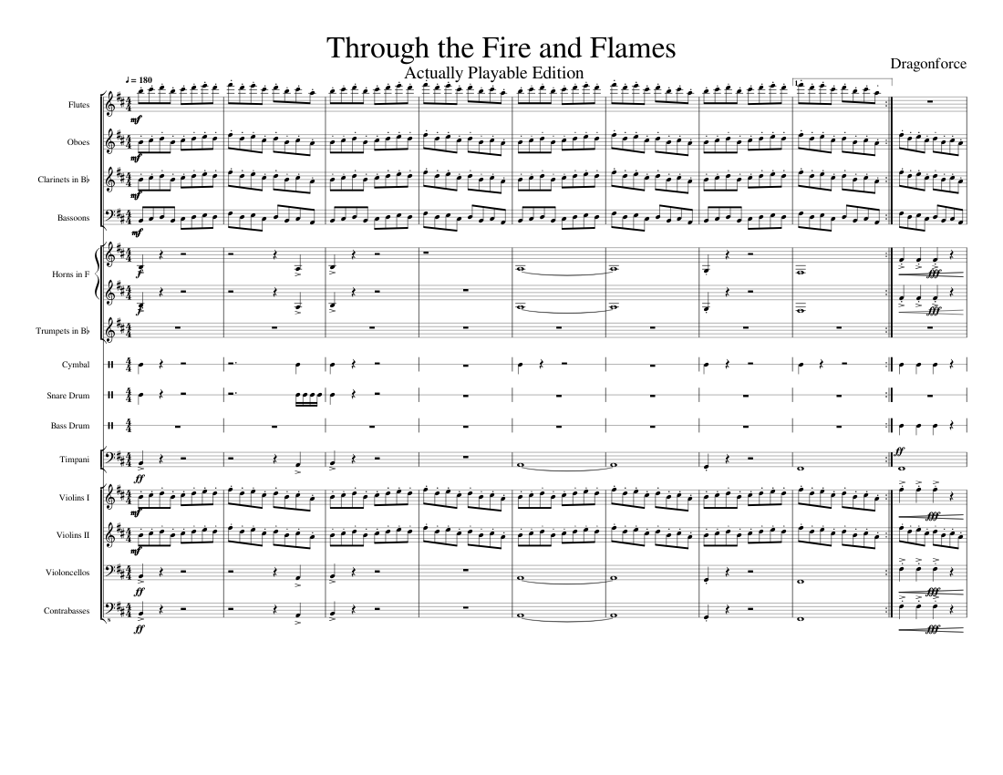 Imponerende Vant til Demon Play Through the Fire and Flames - [OLD AND BAD, SEE DESCRIPTION FOR NEW  VERSION] Sheet music for Flute, Oboe, Clarinet in b-flat, Bassoon & more  instruments (Mixed Ensemble) | Musescore.com
