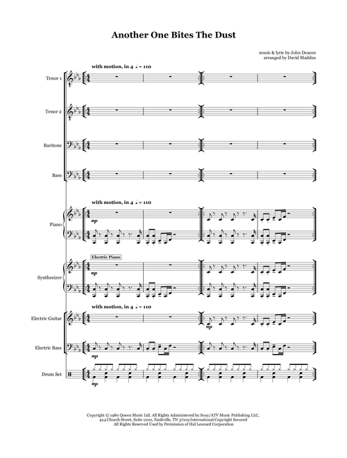 Another One Bites The Dust (Arr. David Maddux) - Queen (Small Ensemble)