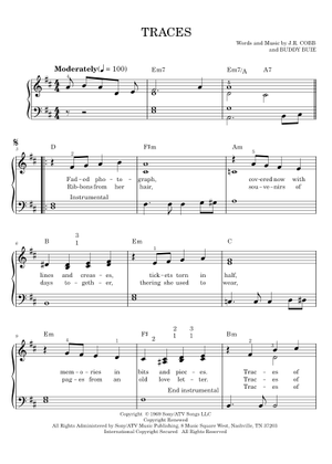 Play Official version of Traces Sheet Music by Classics IV for Piano ...