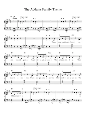 Críticamente maíz Telemacos Free the addams family theme by Misc Soundtrack sheet music | Download PDF  or print on Musescore.com