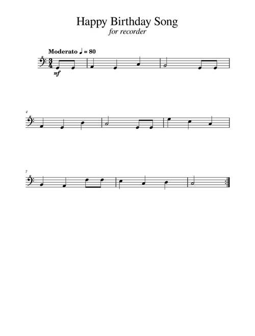 Happy Birthday Song (Arr. Golden Skull Editions) - Unknown (Recorder Solo)