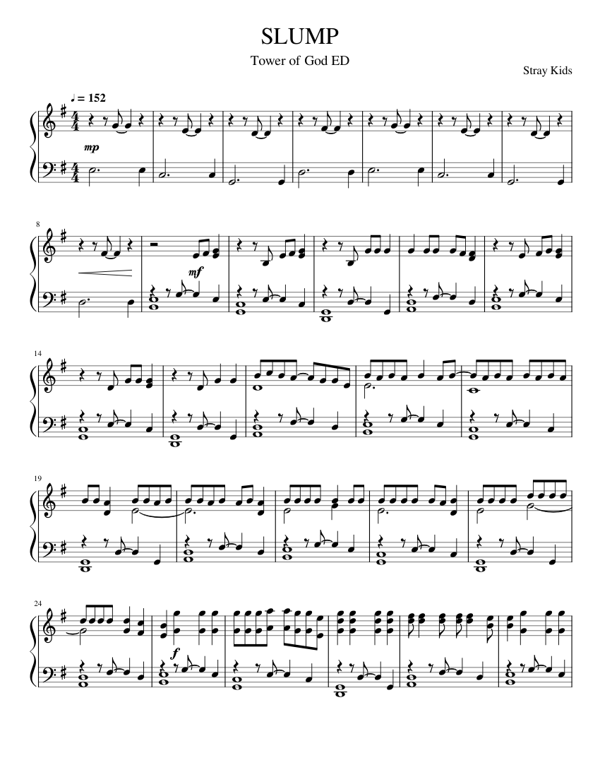 Tower of God - SLUMP Sheet Music for Piano (Solo