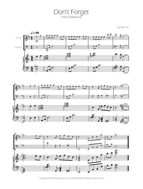 Don't Forget (Arr. Ygor Nunes Silva) - Toby Fox (Instrumental Duet and Piano)