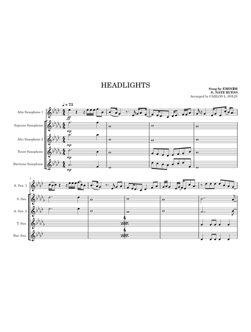 Headlights (SAX ARRANGEMENT) | Eminem & Nate Ruess