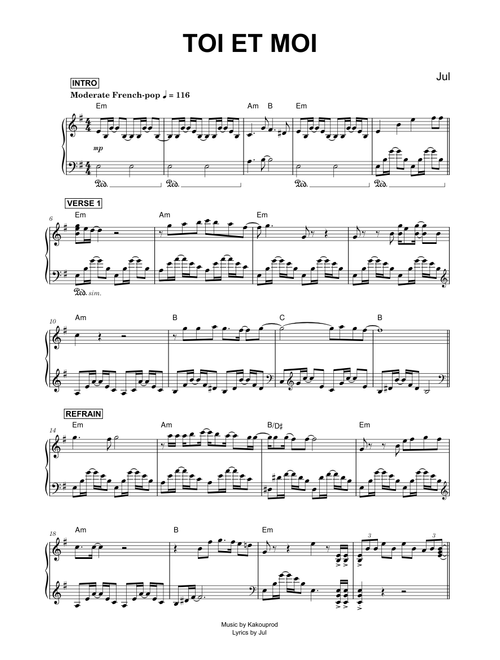 Toi et moi - Jul (Piano)