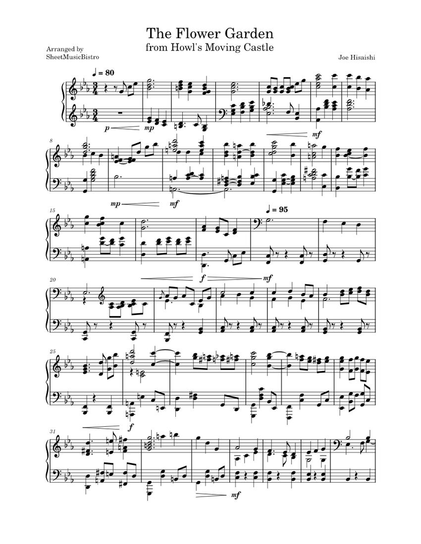 The Flower Garden Joe Hisaishi (Howl's Moving Castle OST) Sheet music