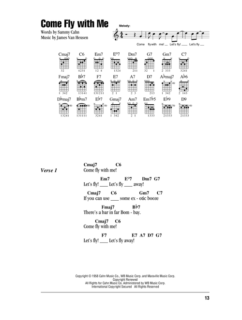 Come Fly With Me - Frank Sinatra (Guitar Chords-Lyrics)
