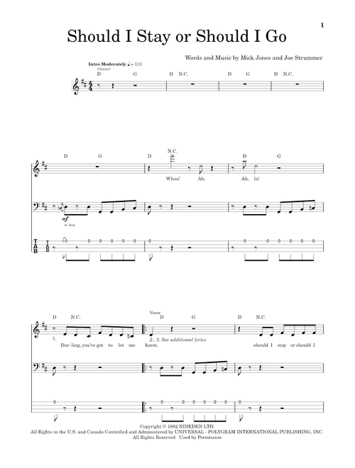 Should I Stay Or Should I Go - The Clash (School of Rock - Bass Guitar)