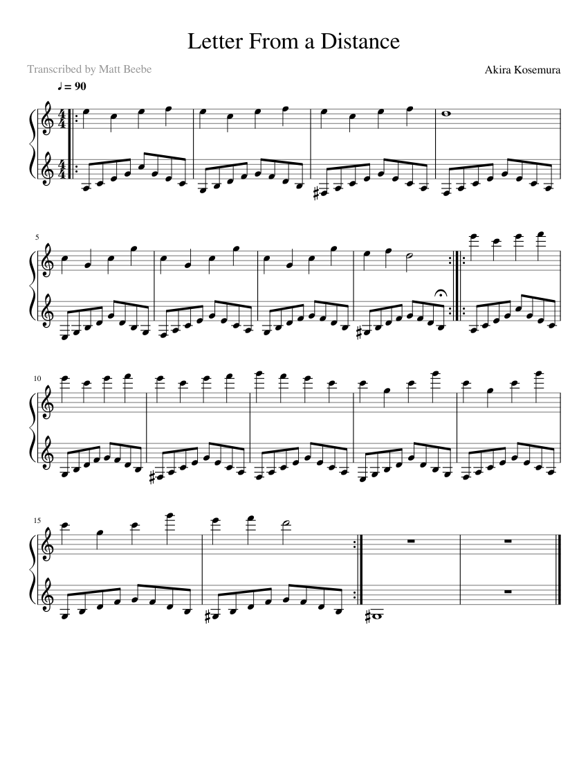 Letter From a Distance Sheet Music for Piano (Solo) Easy | MuseScore.com