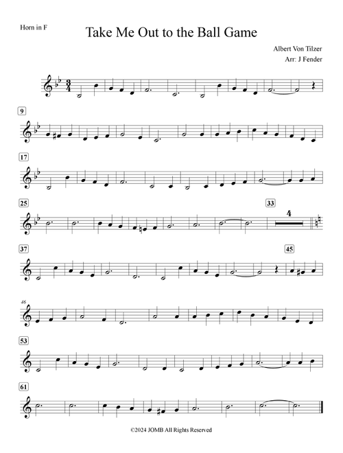 Take Me Out to the Ball Game (Arr. Jerremy Fender) - Albert von Tilzer (French Horn and Piano)