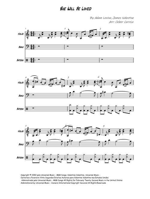She Will Be Loved (Arr. Cleber Domingues) - Maroon5 (Small Ensemble)