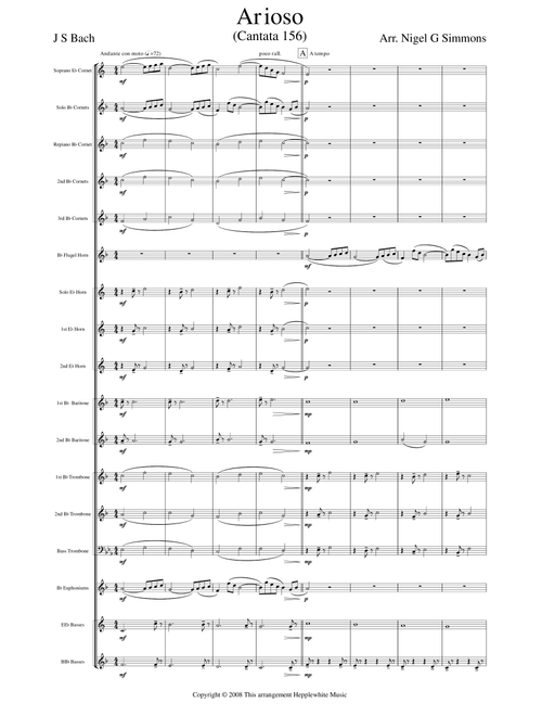 Arioso (Cantata 156) (Arr. Nigel Simmons) (Brass Band)