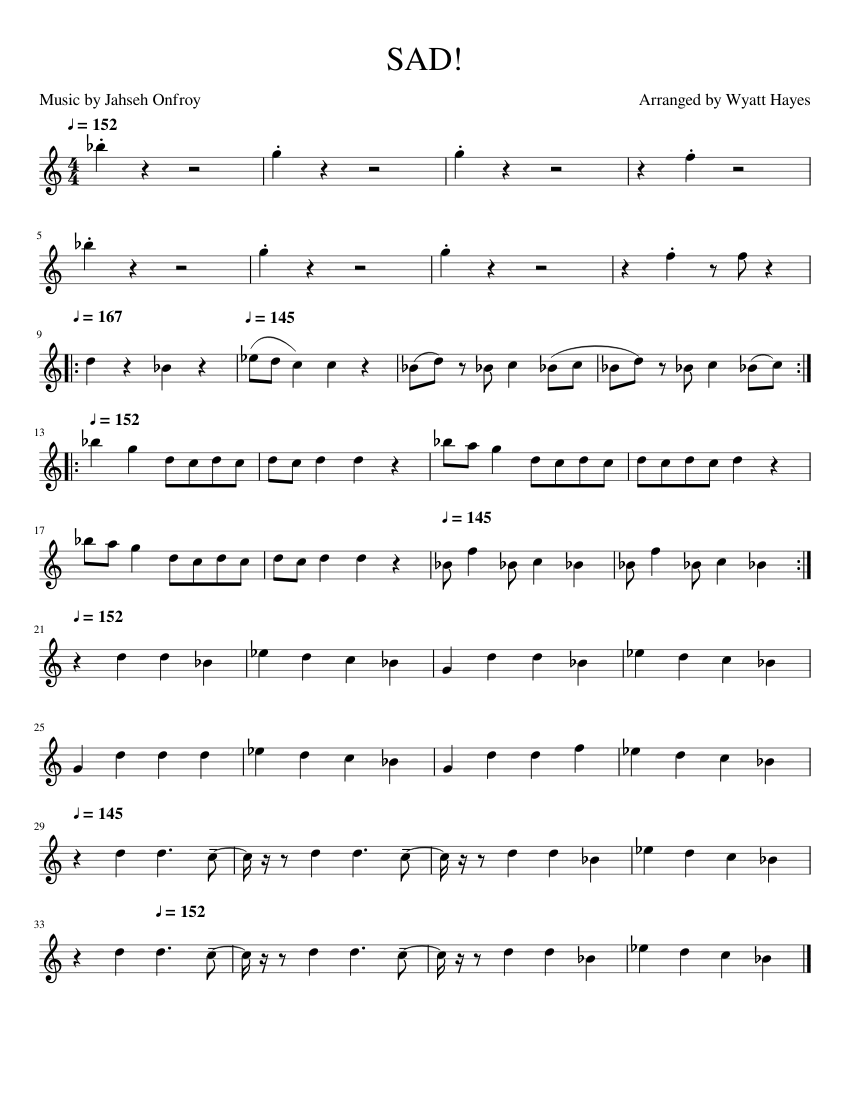 SAD!" arranged Horn in Sheet music for French horn (Solo) Musescore.com