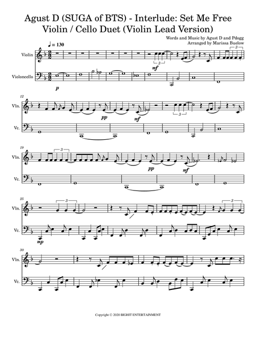 Interlude:set Me Free (Arr. Marissa Buelow) - Agust D (Instrumental Duet)
