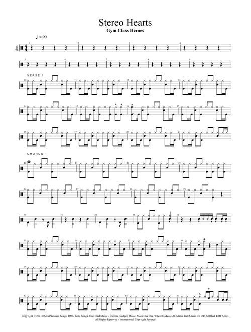 Stereo Hearts (Arr. Cyril Mayer) - Gym Class Heroes Featuring Adam Levine (Drums)