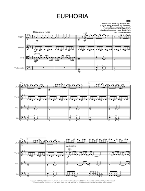 Euphoria (Arr. James Widden) - BTS (String Quartet)