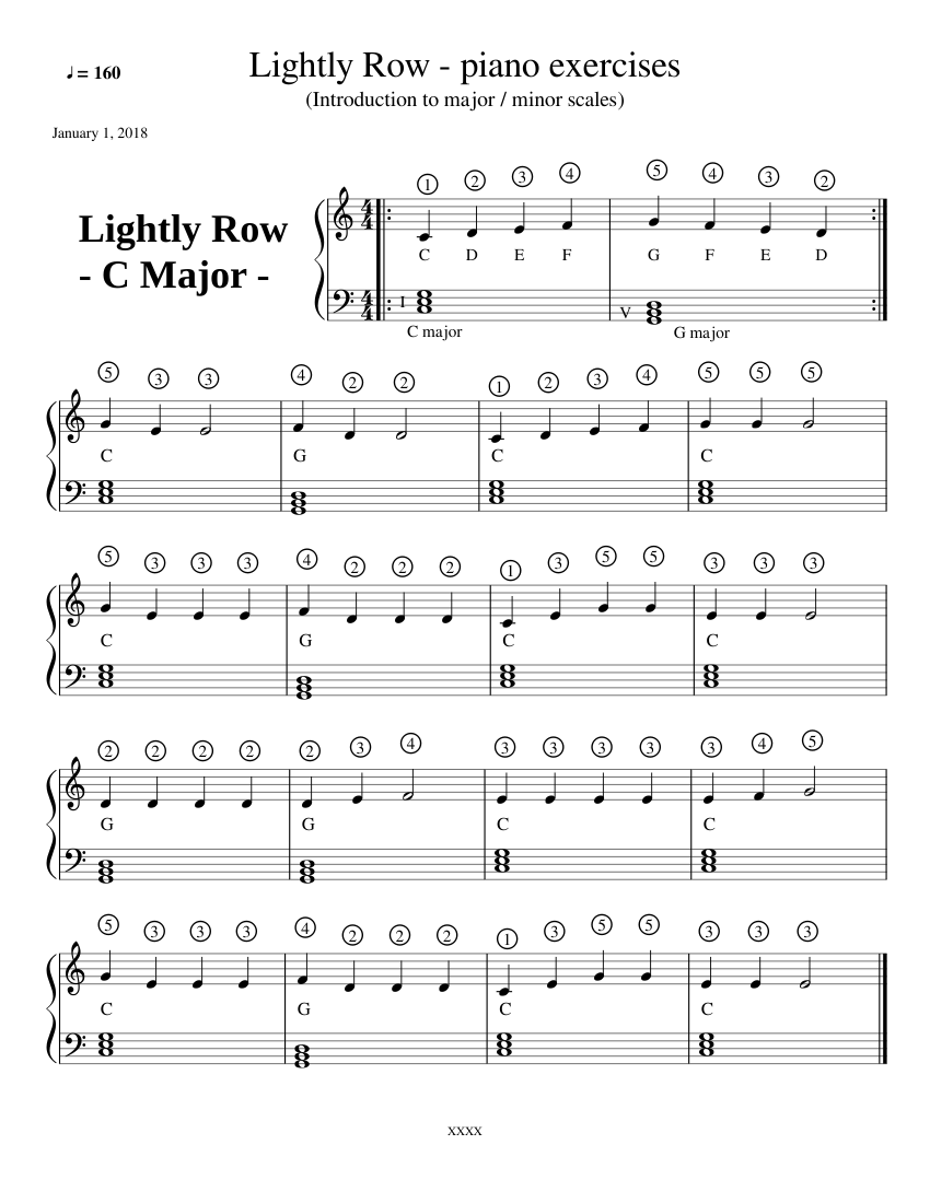 Lightly Row Sheet Music with Chords for Piano (Solo) easy | MuseScore.com