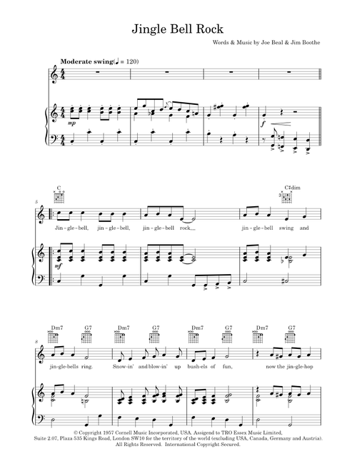 Jingle Bell Rock - Bobby Helms (Piano-Vocal-Guitar (Piano Accompaniment))