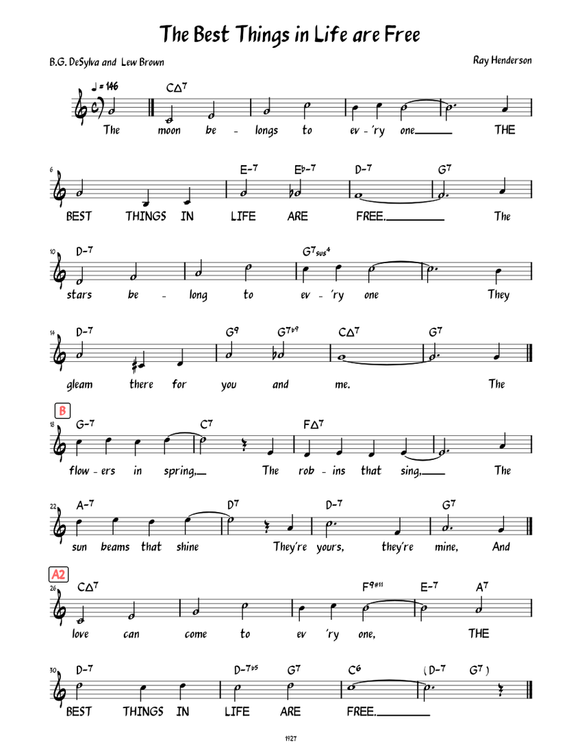 The Best Things In Life Are Free Lead Sheet With Lyrics Sheet Music The best things in life are free lead sheet with lyrics sheet music