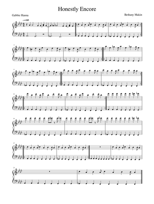 Honestly Encore - Gabbie Hanna, Bethany Makin (Piano Vocal)
