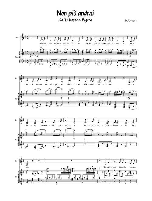 Non più andrai Nozze di Figaro Renazzo – Wolfgang Amadeus Mozart