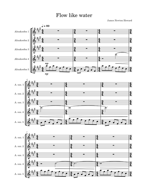 Flow Like Water – James Newton Howard – Alto Sax Quintet