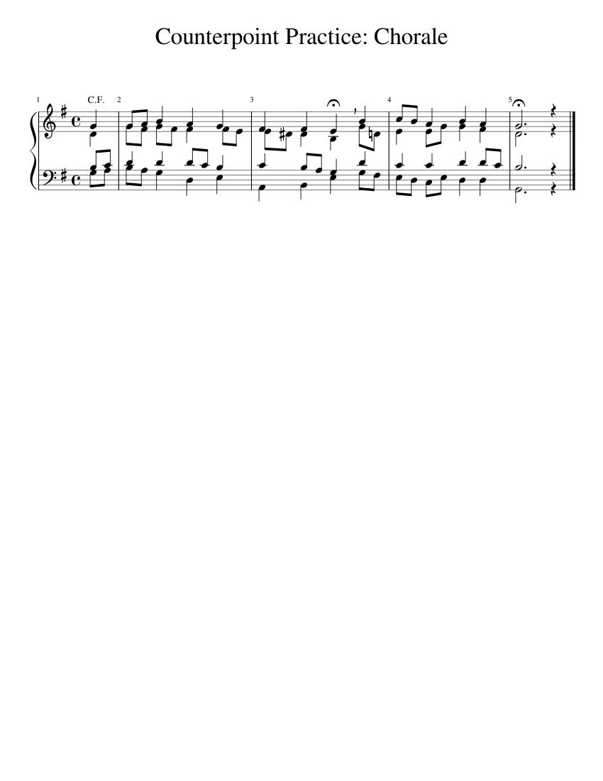 Counterpoint Practice: Chorale in G major Sheet music for Piano (Solo ...