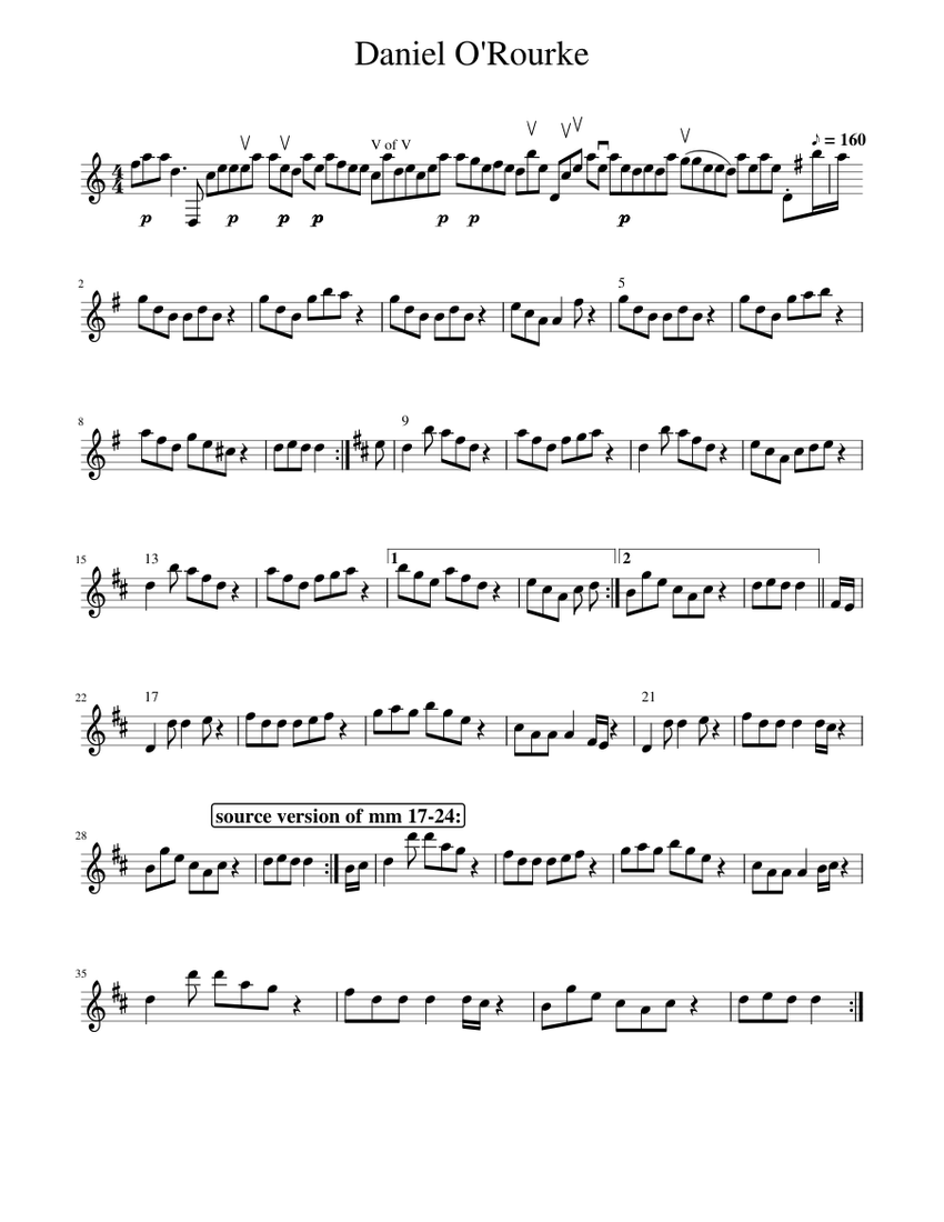 Daniel O'Rourke Sheet music for Piano (Solo) Easy | Musescore.com
