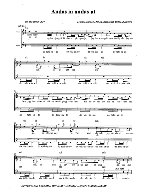 Andas In Andas Ut (Arr. Eva Hjelm) - Thomas Stenstrom (Choral, SSAA)