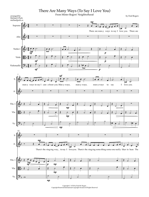 There Are Many Ways (To Say I Love You) (Arr. Michael J Park) - Fred Rogers (Choral, SA)