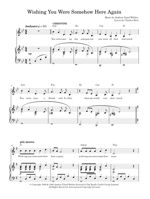 Wishing You Were Somehow Here Again (from The Phantom Of The Opera) - Andrew Lloyd Webber (Piano Vocal)