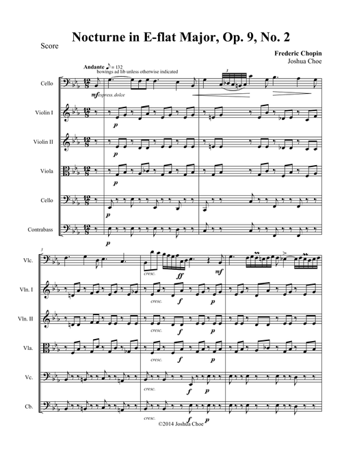 Nocturne in E-Flat Major, Op. 9, No. 2 (Arr. Joshua Choe) - Frederic Chopin (Orchestra)