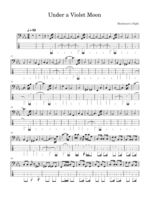 Under a violet moon – Blackmore's Night (Bass Tab)
