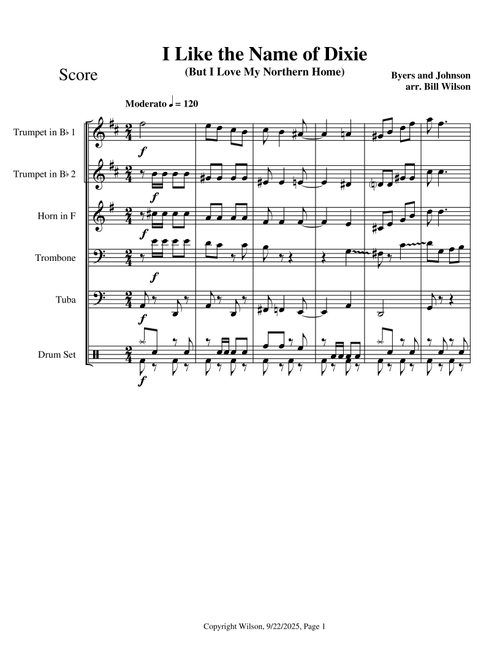 I Like the Name of Dixie (But I Love My Northern Home) (Arr. Bill Wilson) - Hale Byers Chas L Johnson (Brass Ensemble)