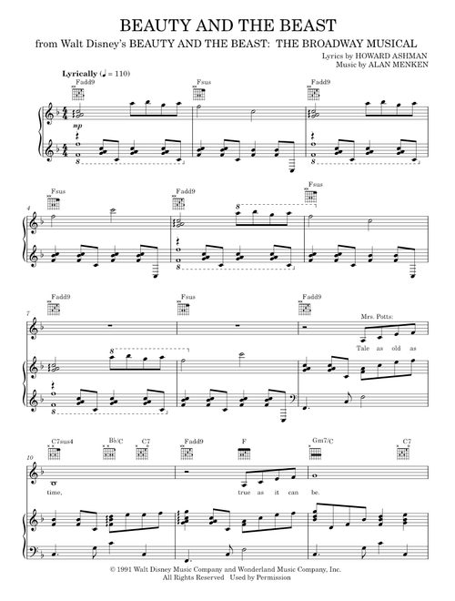 Beauty And The Beast - Alan Menken, Beauty And The Beast (Piano-Vocal-Guitar)